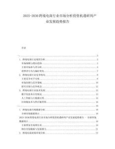 2025-2030跨境電商行業(yè)市場分析投資機遇研判產(chǎn)業(yè)發(fā)展趨勢報告