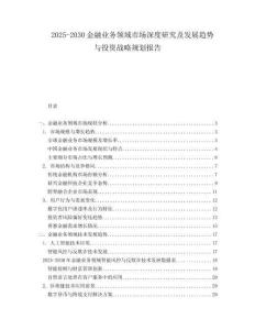 2025-2030金融業(yè)務(wù)領(lǐng)域市場深度研究及發(fā)展趨勢與投資戰(zhàn)略規(guī)劃報告