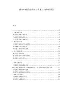 城市產業消費升級與需求結構分析報告