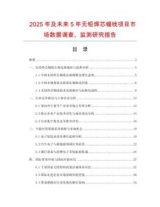 2025年及未來(lái)5年無(wú)鉛焊芯錫線項(xiàng)目市場(chǎng)數(shù)據(jù)調(diào)查、監(jiān)測(cè)研究報(bào)告