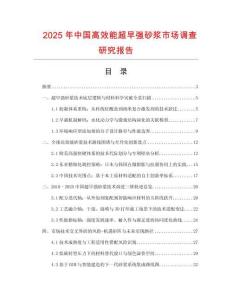 2025年中國高效能超早強砂漿市場調查研究報告