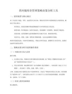 供應(yīng)鏈庫(kù)存管理策略決策分析工具