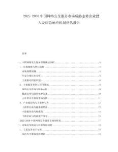 2025-2030中國(guó)網(wǎng)絡(luò)安全服務(wù)市場(chǎng)威脅態(tài)勢(shì)企業(yè)投入及應(yīng)急響應(yīng)機(jī)制評(píng)估報(bào)告