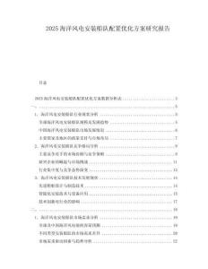 2025海洋風(fēng)電安裝船隊(duì)配置優(yōu)化方案研究報(bào)告