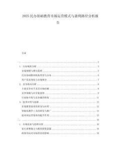 2025民办基础教育市场运营模式与盈利路径分析报告