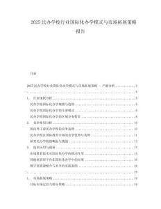 2025民办学校行业国际化办学模式与市场拓展策略报告