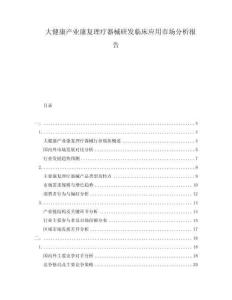 大健康产业康复理疗器械研发临床应用市场分析报告