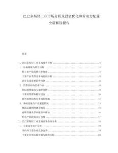 巴巴多斯輕工業(yè)市場(chǎng)分析及投資優(yōu)化和勞動(dòng)力配置全新解讀報(bào)告