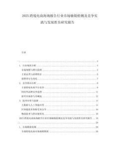 2025跨境電商海淘報告行業市場敏銳檢測及競爭實踐與發展勝負研究報告