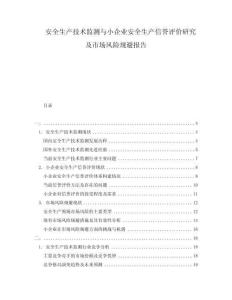 安全生產技術監測與小企業安全生產信譽評價研究及市場風險規避報告