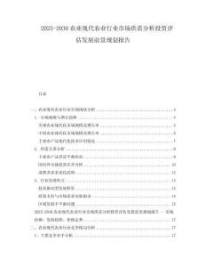 2025-2030农业现代农业行业市场供需分析投资评估发展前景规划报告