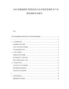 2025新能源路燈照明設(shè)備行業(yè)市場供需調(diào)研及產(chǎn)業(yè)投資戰(zhàn)略布局報告