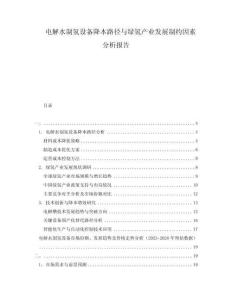 電解水制氫設(shè)備降本路徑與綠氫產(chǎn)業(yè)發(fā)展制約因素分析報告