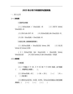 2025年小學(xué)六年級數(shù)學(xué)試題錦集
