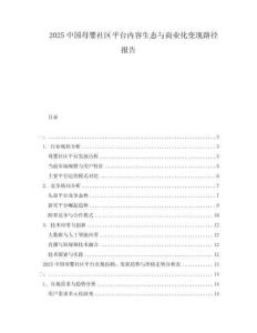 2025中国母婴社区平台内容生态与商业化变现路径报告