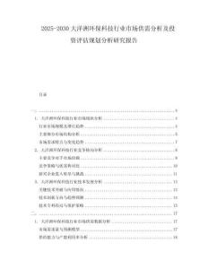 2025-2030大洋洲环保科技行业市场供需分析及投资评估规划分析研究报告