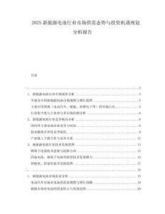 2025新能源電池行業(yè)市場(chǎng)供需態(tài)勢(shì)與投資機(jī)遇規(guī)劃分析報(bào)告