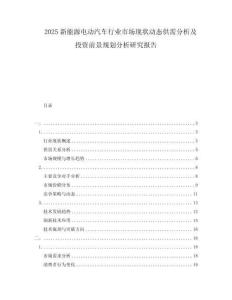 2025新能源電動汽車行業(yè)市場現(xiàn)狀動態(tài)供需分析及投資前景規(guī)劃分析研究報告