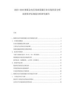 2025-2030剛果金電信基礎設施行業(yè)市場供需分析及投資評估規(guī)劃分析研究報告