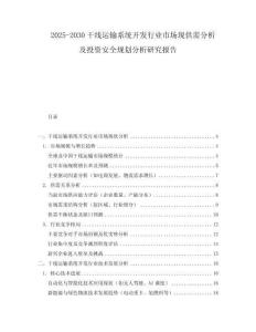 2025-2030干線運(yùn)輸系統(tǒng)開發(fā)行業(yè)市場現(xiàn)供需分析及投資安全規(guī)劃分析研究報(bào)告