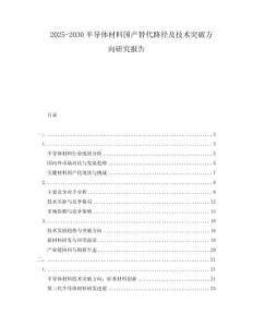 2025-2030半導體材料國產(chǎn)替代路徑及技術突破方向研究報告