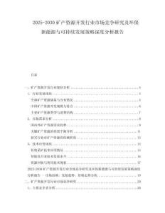 2025-2030矿产资源开发行业市场竞争研究及环保新能源与可持续发展策略深度分析报告