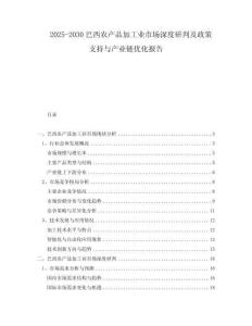 2025-2030巴西農(nóng)產(chǎn)品加工業(yè)市場深度研判及政策支持與產(chǎn)業(yè)鏈優(yōu)化報告