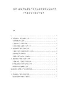 2025-2030保險(xiǎn)服務(wù)產(chǎn)業(yè)市場(chǎng)深度調(diào)研及發(fā)展趨勢(shì)與投資前景預(yù)測(cè)研究報(bào)告