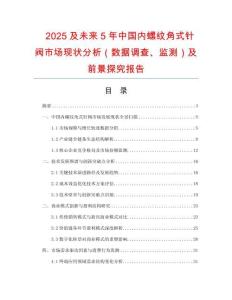 2025及未來5年中國內(nèi)螺紋角式針閥市場現(xiàn)狀分析（數(shù)據(jù)調(diào)查、監(jiān)測）及前景探究報告