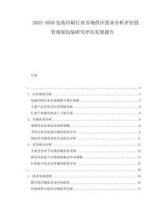 2025-2030包装印刷行业市场供应需求分析评估投资规划包装研究评估发展报告
