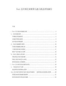 Fast芯片组行业壁垒与进入机会评估报告