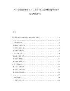 2025新能源环保材料行业市场供需分析及投资评估发展研究报告