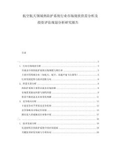 航空航天领域热防护系统行业市场现状供需分析及投资评估规划分析研究报告