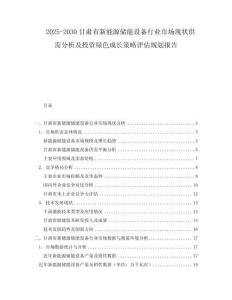 2025-2030甘肃省新能源储能设备行业市场现状供需分析及投资绿色成长策略评估规划报告