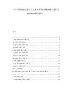 2025新能源電池行業(yè)技術革新與市場滲透率分析及投資布局研究報告