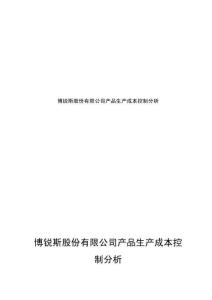 博锐斯股份有限公司产品生产成本控制分析