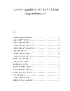 2025-2030边境贸易行业市场发展分析及发展趋势与投资管理策略研究报告