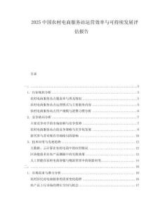 2025中國農(nóng)村電商服務(wù)站運(yùn)營效率與可持續(xù)發(fā)展評估報告