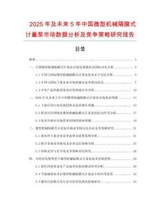2025年及未來5年中國微型機(jī)械隔膜式計(jì)量泵市場(chǎng)數(shù)據(jù)分析及競(jìng)爭(zhēng)策略研究報(bào)告