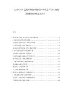 2025-2030包裝行業(yè)自動化生產(chǎn)線改造升級討論及企業(yè)精益管理方案報告