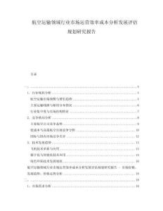 航空運輸領(lǐng)域行業(yè)市場運營效率成本分析發(fā)展評估規(guī)劃研究報告