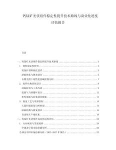 鈣鈦礦光伏組件穩(wěn)定性提升技術路線與商業(yè)化進度評估報告