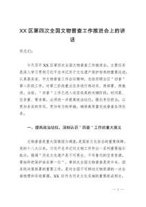 XX區(qū)第四次全國文物普查工作推進(jìn)會上的講話