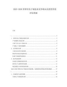 2025-2030菲律賓電子制造業競爭格局及投資價值評估簡報