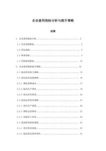 企業(yè)盈利指標(biāo)分析與提升策略
