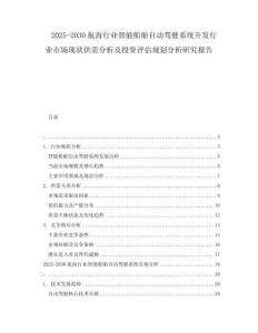 2025-2030航海行業(yè)智能船舶自動駕駛系統(tǒng)開發(fā)行業(yè)市場現(xiàn)狀供需分析及投資評估規(guī)劃分析研究報告