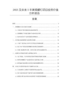 2025及未來5年黃銅螺釘項目投資價值分析報告