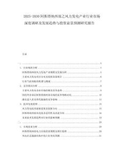 2025-2030阿斯塔納西部之風力發電產業行業市場深度調研及發展趨勢與投資前景預測研究報告