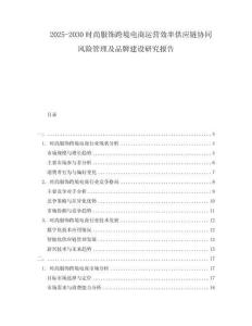 2025-2030時(shí)尚服飾跨境電商運(yùn)營(yíng)效率供應(yīng)鏈協(xié)同風(fēng)險(xiǎn)管理及品牌建設(shè)研究報(bào)告