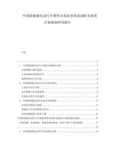 中國(guó)新能源電動(dòng)汽車銷售市場(chǎng)前景供需剖析及投資計(jì)劃規(guī)劃研究報(bào)告